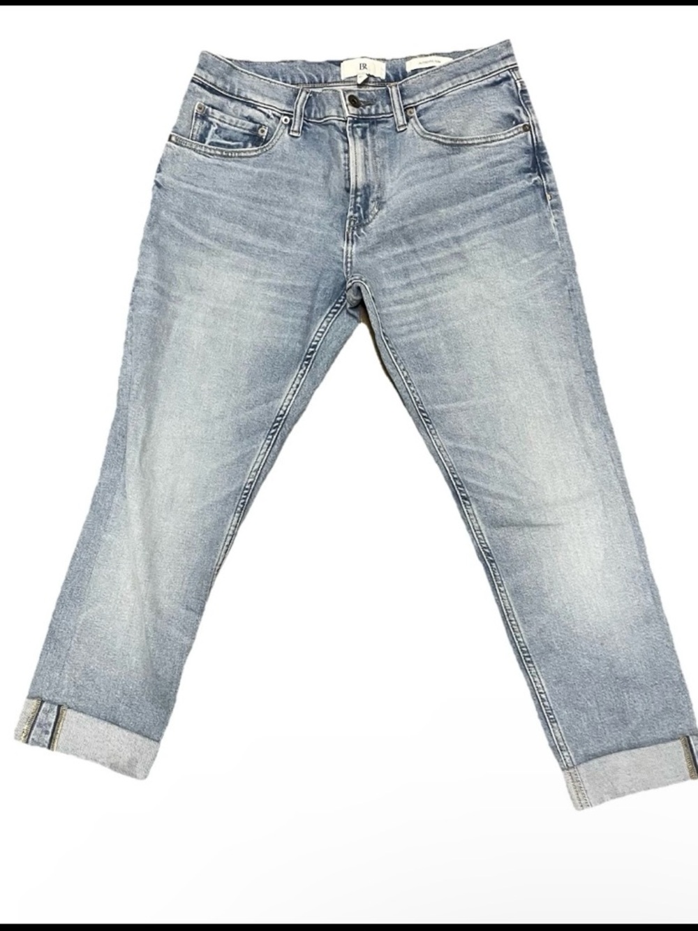 Banana Republic Men's Authentic Slim 30x34 Cuffed Jeans Medium Light Wash Preppy